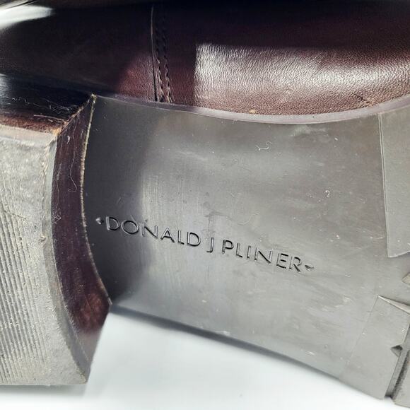 Donald J Pliner Buriel3 Chocolate Brown Leather Tall Riding Boots Women's Size 7 - Picture 10 of 12